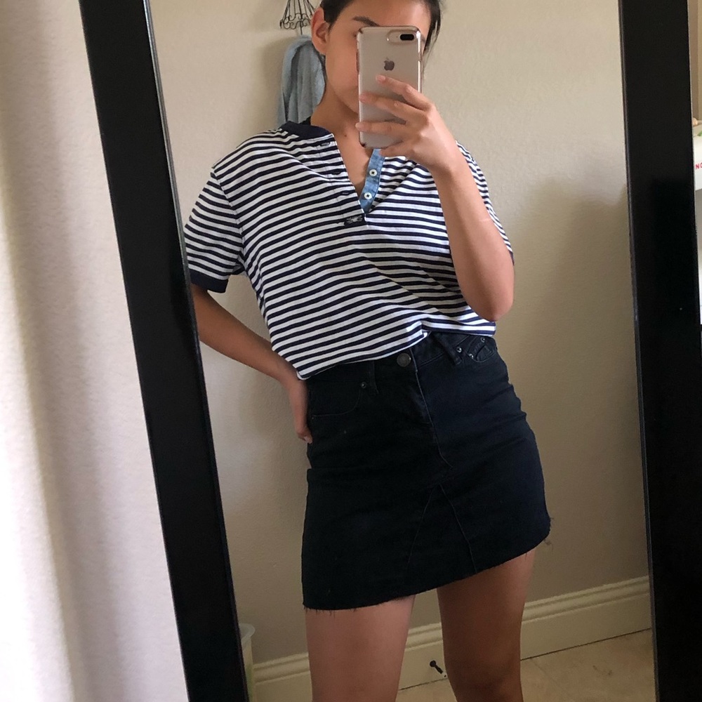 Cute Black Denim Mini Skirt